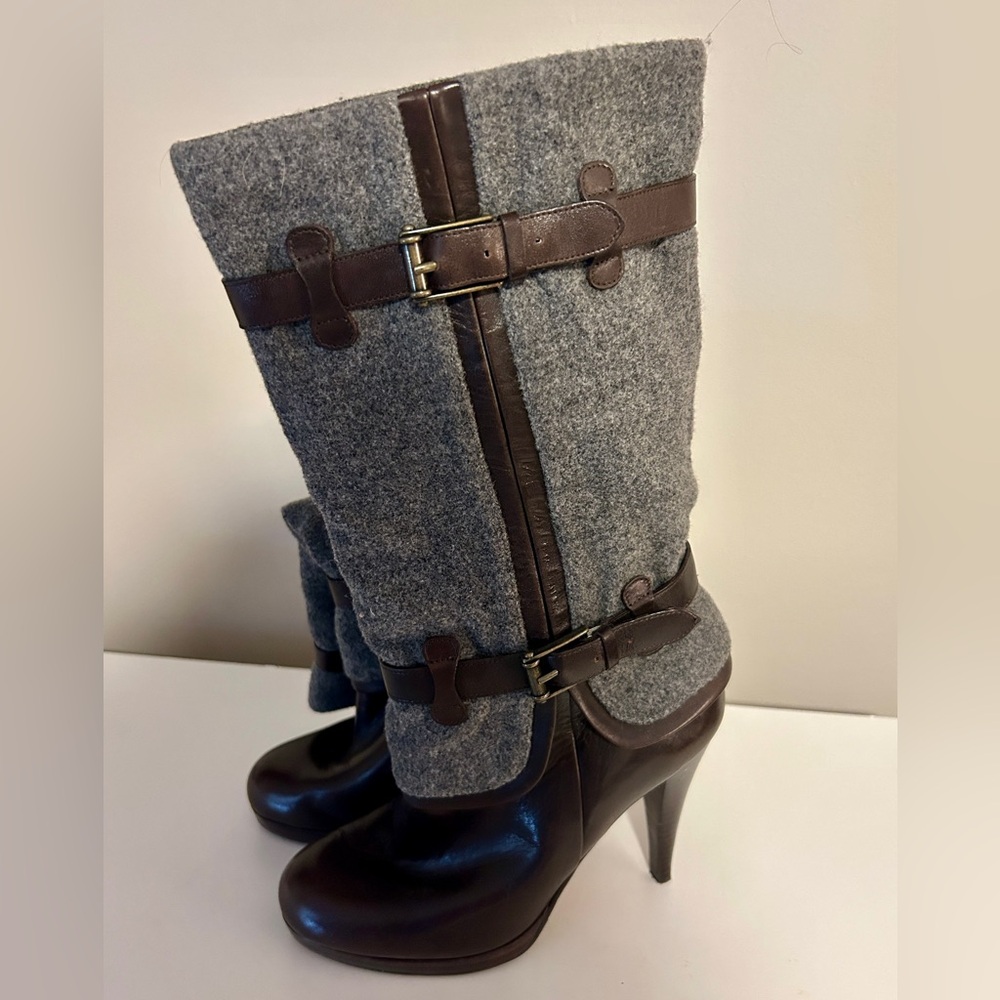 Nike Air Gray and Brown Heeled Boots